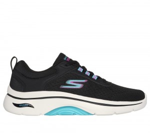 Women Skechers GO WALK Arch Fit 2.0 - Balin Lace Up Shoes Black / Multicolor USA | 5470-HYVCF