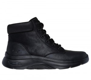 Women Skechers GO WALK Arch Fit 2.0 - Mountain View Boots Black USA | 7452-KLXYI