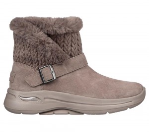 Women Skechers GO WALK Arch Fit - True Embrace Boots Dark Taupe USA | 5372-PQWHS