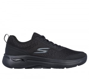 Women Skechers GO WALK Arch Fit - Uptown Summer Lace Up Shoes Black USA | 4301-HAOIC