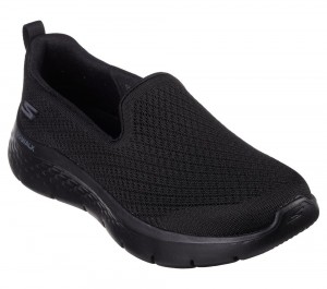 Women Skechers GO WALK Flex - Ocean Sunset Slip On Shoes Black USA | 8217-RPNUT