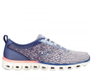 Women Skechers Glide-Step Sport - Head Start Lace Up Shoes Slate Light Navy Blue USA | 4268-YBOVD