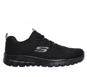Women Skechers Graceful - Get Connected Lace Up Shoes Black USA | 5703-UMJIR