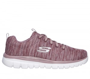 Women Skechers Graceful - Twisted Fortune Lace Up Shoes Mauve Purple USA | 6307-GHEFK