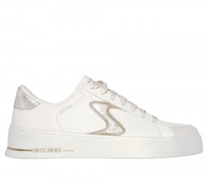 Women Skechers Hiland - Quite Chic Lace Up Shoes Natural / Gold USA | 5804-MZBIQ