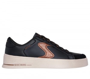 Women Skechers Hiland - Quite Chic Lace Up Shoes Black / Brown USA | 8427-BLAOH