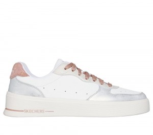 Women Skechers Hiland - Soft Metals Lace Up Shoes White / Multicolor USA | 1862-MSZKO