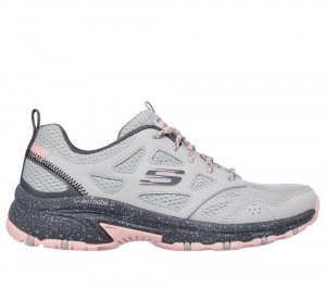 Women Skechers Hillcrest - Pure Escapade Lace Up Shoes Grey / Pink USA | 0489-CZSML
