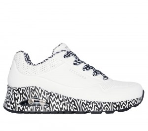 Women Skechers Jen Stark: Uno - Mini Drip Sneakers White / Black USA | 0731-CAYXF