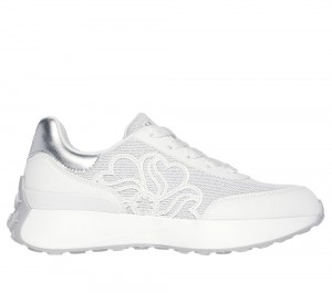 Women Skechers Lingo - Glam Central Lace Up Shoes White USA | 8527-PYWAQ