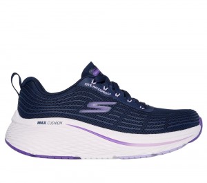 Women Skechers Max Cushioning Elite 2.0 - Bridgeport Lace Up Shoes Navy / Purple USA | 9310-EKTZP