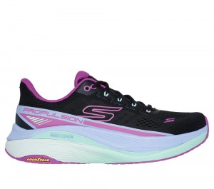 Women Skechers Max Cushioning Propulsion Lace Up Shoes Black / Purple USA | 1730-PVSYR