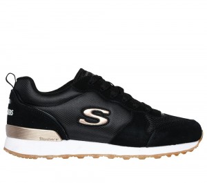 Women Skechers OG 85 - Goldn Gurl Flat Shoes Black USA | 8302-LKETX