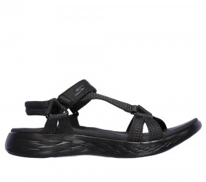 Women Skechers On the GO 600 - Brilliancy Sandals Black USA | 1465-LEKRA