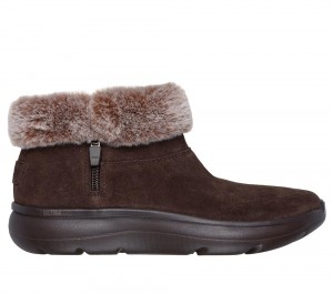 Women Skechers On-the-GO Encore - Snow-Capped Slip On Shoes Chocolate Brown USA | 3580-DTBNG