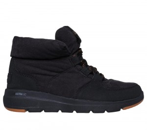 Women Skechers On-the-GO Glacial Ultra - Trend Up Lace Up Shoes Black USA | 0321-IORVY