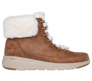 Women Skechers On-the-GO Glacial Ultra - Wonderland Boots Chestnut Brown USA | 6281-RPLZQ