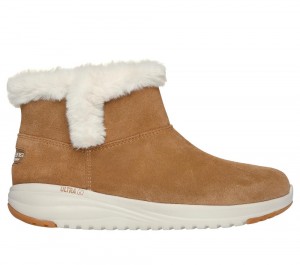 Women Skechers On-the-GO Stellar - Cozy Step Boots Chestnut Brown USA | 7204-RDOVK
