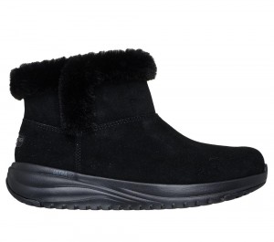 Women Skechers On-the-GO Stellar - Cozy Step Boots Black USA | 4326-LQMVD