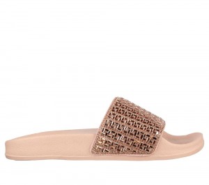 Women Skechers Pop Ups - New Spark Sandals Rosegold USA | 7635-LMEPB