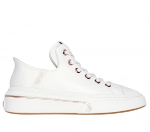 Women Skechers Premium Leather Slip-ins Snoop One - OG Hands Free Slip Ins White USA | 2475-YXBUO
