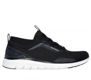 Women Skechers Pure Flex - Shift Slip On Shoes Black / White USA | 0184-BUZRD