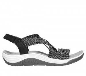 Women Skechers Reggae Cup - Oh, Snap! Sandals Black USA | 7943-GXDNL