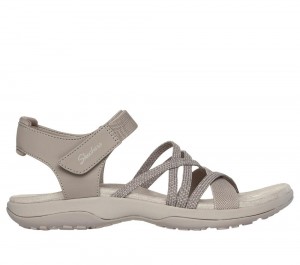 Women Skechers Reggae Slim - Meadow Grazer Sandals Taupe Brown USA | 4213-DBROF