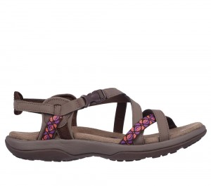 Women Skechers Reggae Slim - Vacay Sandals Chocolate Brown USA | 0768-MYBAQ