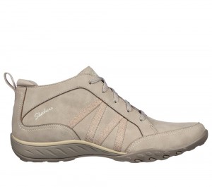 Women Skechers Relaxed Fit: Breathe-Easy - Friendly Ties Boots Taupe Brown USA | 4531-IKBJA