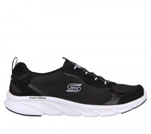 Women Skechers Relaxed Fit: D'Lux Comfort - Bliss Galore Slip On Shoes Black / White USA | 5421-ASPBX