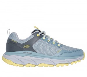 Women Skechers Relaxed Fit: D'Lux Journey - Marigold Lace Up Shoes Blue / Yellow USA | 4563-HVCQL