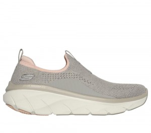 Women Skechers Relaxed Fit: D'Lux Walker 2.0 - Bold State Slip On Shoes Taupe / Peach USA | 3620-AFNTY