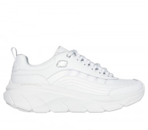 Women Skechers Relaxed Fit: D'Lux Walker 2.0 - Golden Step Sneakers White / Silver USA | 1403-VZWYC