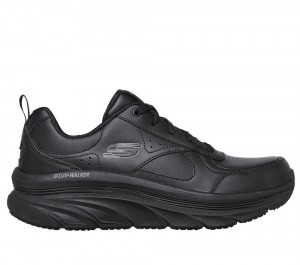 Women Skechers Relaxed Fit: D'Lux Walker - Timeless Path Lace Up Shoes Black USA | 2698-REUKD