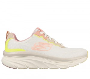 Women Skechers Relaxed Fit: D'Lux Walker - Be Easy Sneakers Off White / Pink USA | 1798-OCWKX