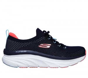Women Skechers Relaxed Fit: D'Lux Walker - Refreshing Mood Slip On Shoes Navy USA | 3154-CFDPI
