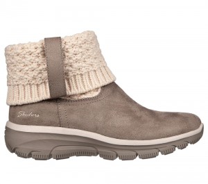 Women Skechers Relaxed Fit: Easy Going - Cozy Weather Boots Taupe Brown USA | 9036-CAFGN