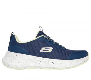 Women Skechers Relaxed Fit: Edgeride - Smooth Journey Slip On Shoes Navy / Lime USA | 1472-SPUVO