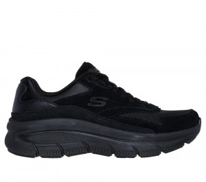 Women Skechers Relaxed Fit: Modern D'Lux - Free Mind Lace Up Shoes Black USA | 2354-TCNHG