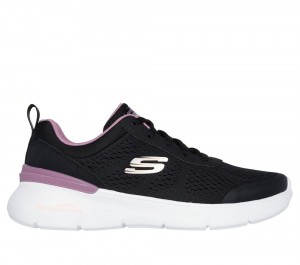 Women Skechers Skech-Air Dynamight 2.0 - New Heights Lace Up Shoes Black / Mauve USA | 6140-KGCHI
