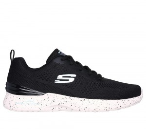 Women Skechers Skech-Air Dynamight - So Sleek Lace Up Shoes Black / Aqua USA | 9307-XEQOD