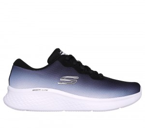 Women Skechers Skech-Lite Pro - Fade Out Lace Up Shoes Black / White USA | 1624-OLCZF