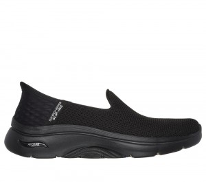 Women Skechers Slip-Ins: GO WALK Arch Fit 2.0 - Delara Slip On Shoes Black USA | 6392-QOHES