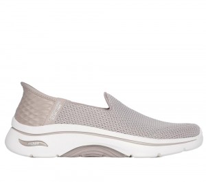 Women Skechers Slip-Ins: GO WALK Arch Fit 2.0 - Delara Hands Free Slip Ins Taupe Brown USA | 8102-VDSBI