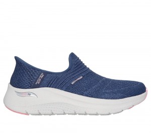 Women Skechers Slip-ins: Arch Fit 2.0 - Right as Rain Hands Free Slip Ins Navy / Pink USA | 9528-GISHE