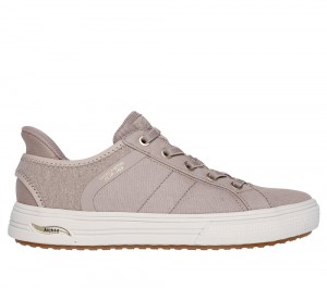 Women Skechers Slip-ins: Arch Fit Arcade - Forever Cozy Hands Free Slip Ins Taupe Brown USA | 9046-HAMPL