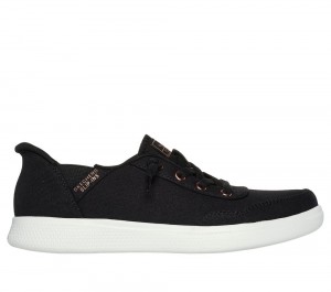 Women Skechers Slip-ins: BOBS Skip Cute - B Cute Sweet Canvas Shoes Black USA | 3187-FCKXV