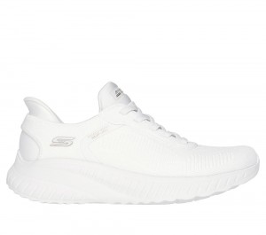 Women Skechers Slip-ins: BOBS Sport Squad Chaos Hands Free Slip Ins Off White USA | 9785-HJQEM