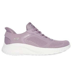 Women Skechers Slip-ins: BOBS Sport Squad Chaos Slip On Shoes Lavender Purple USA | 2467-OVKCW